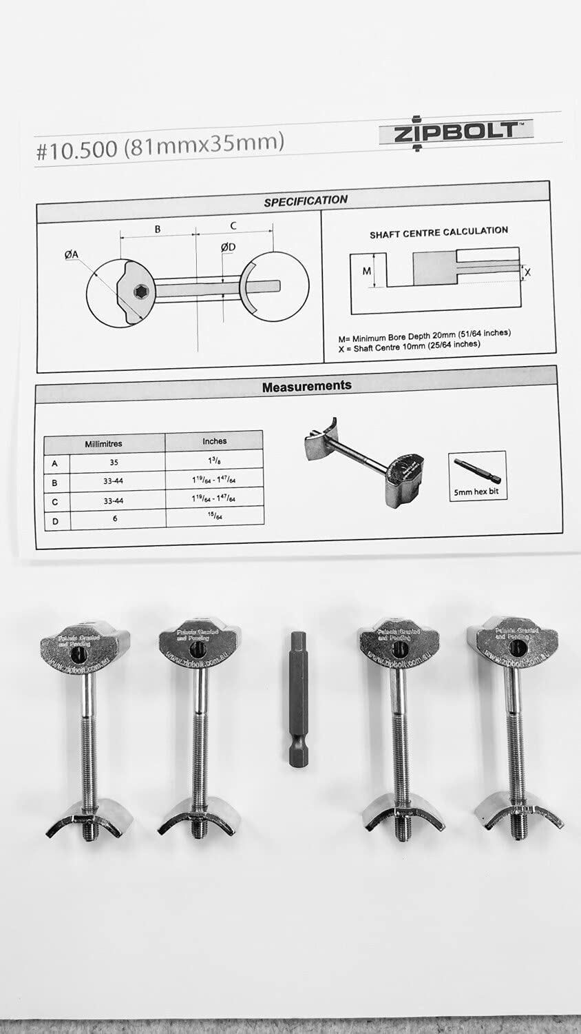 Zipbolt UT 80mm x 35mm (10.500) 4 Pack