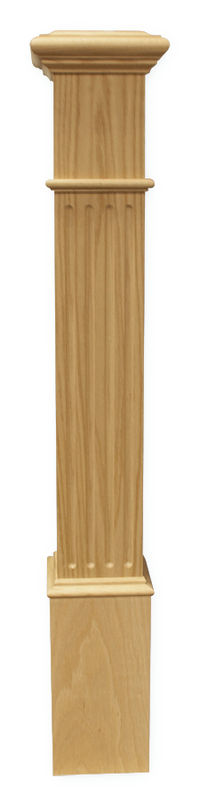 Box Newel 4-1/2" Fluted - Oak
