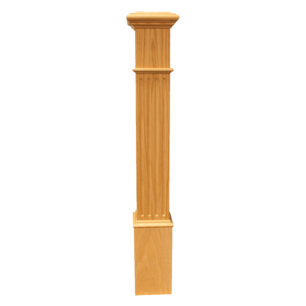 Box Newel 4-1/2" Fluted - Maple
