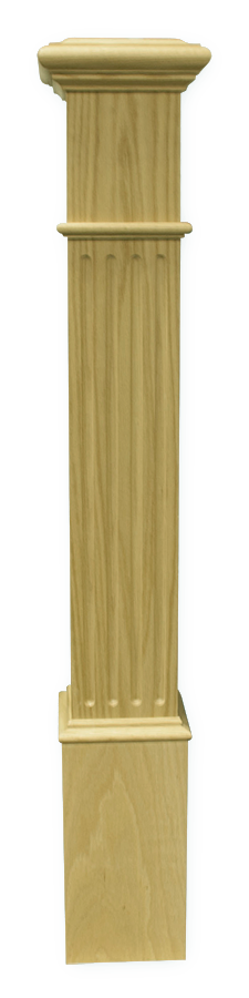 Box Newel 5-1/2" Fluted - Poplar