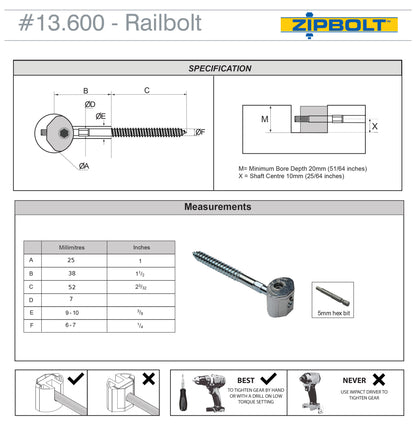 Stair Shop Zipbolt 50 Pack: Rail bolts, Guide & Drivers