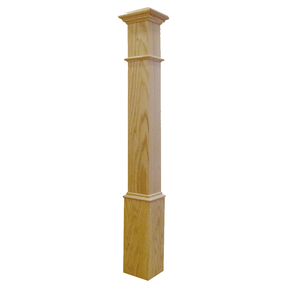 Box Newel 4-1/2" Beaded - Oak