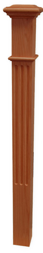 Box Newel 3-1/2" Fluted - Sapele Mahogany