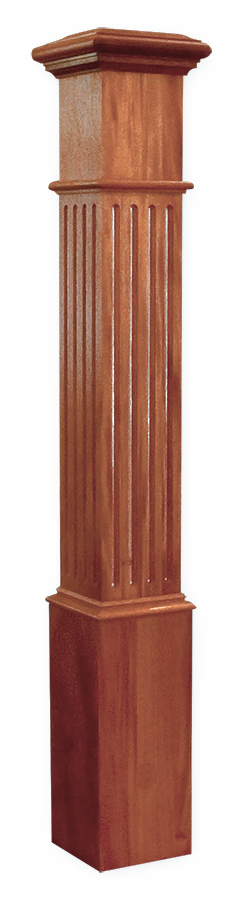 Box Newel 5-1/2" Fluted - Sapele Mahogany